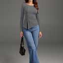 PINKMSTYLE Womens Asymmetrical Long Sleeve Shirt Casual Tunic Tops for Leggings Teacher Shirts (Gray, L)