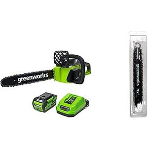 Greenworks G-MAX 40V 16-Inch Cordless Chainsaw, 4AH Battery and Charger and 16-Inch Chainsaw Bar & Chain Combo 2904502 included