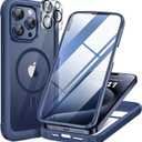 Miracase Magnetic for iPhone 12 Pro Max Case [Compatible with MagSafe] Full-Body Phone case with Built-in Glass Screen Protector& Camera Protector, Military Drop Proof 12 Pro Max Cover, Blue