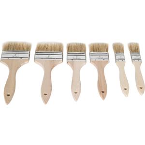 ETERNA 6Pack Household Chip Paint Brush 1inch 2inch 3inch Natural Bristles Wooden Handle Flat Brushes Set for Painting, Glue, Oil, Acrylic, Stain