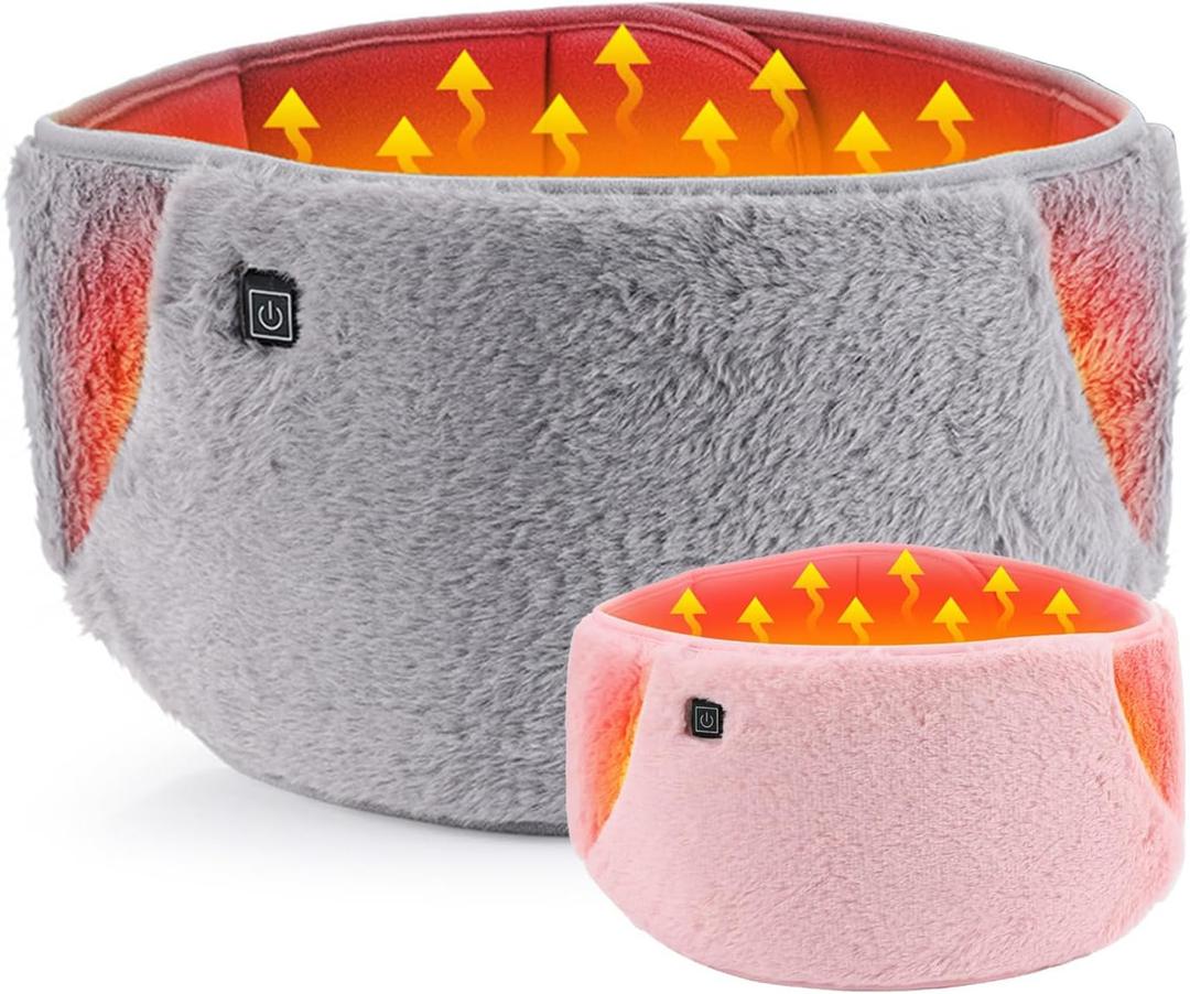 Electric Heating Pad for Women 3-Temperature Settings, Adjustable Waist Warmer Belt with Crystal Velvet Washable Pink