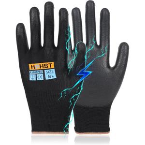 PU Coated Safety Work Gloves, 12 Pairs Work Gloves Mechanic Working Seamless Knit Glove with Polyurethane Coated Smooth