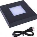 4.33 inch LED Multimodal Multicolor Light Stand Base Black - Square Display Base for 3D Crystal Glass Art - LED Light Base and Crystal Display Stand - USB/Battery Powered Crystal Stand
