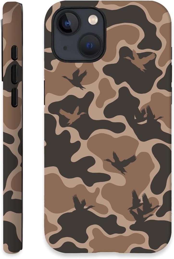 Camo Phone Case,Cool Camouflage Design Hybrid 2-Layer Protective Case for iPhone 14 Pro,Duck Camo