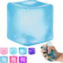 Ice Cube Squishy Fidget Toy Slow Rise Squeeze Sensory Toys, Multiple Ways to Play, Stress Ball for Anxiety Relief, Focus Enhancement, Brain Relaxation & Strength Fostering