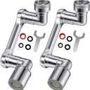 1080 Swivel Faucet Extender, 2 PCS Sink Aerator Attachment with Dual Spray Modes, Rotatable Robotic Arm for Kitchen and Bathroom, Splash Filter Extension for Hand, Face, and Hair Washing