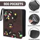 9-Pocket Trading Card Binder & Sports Card Book, 3-Ring Zipper Album Holds 900 Cards with 50 Removable Pages, Fits Standard 2.5" x 3.5" Game & TCG Cards, Water-Resistant PU Cover