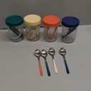 DRKIO 4 Pack Glass Overnight Oats Containers with Lids and Spoons 16 Oz Mason Jars for Overnight Oats Jars Leak Proof Oatmeal Container Meal Prep Jar for Cereal Fruit Vegetable Milk Salad Yogurt