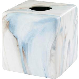 Avanti Linens - Tissue Box Cover, Resin Countertop Accessories, Guest Bathroom Essentials (Waves Collection, Blue)