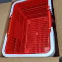 VEVOR Shopping Baskets, 4 PCS, 21L Stackable PE Plastic Grocery Baskets with Handles, Dense Mesh Structure, Holds up to 20 lbs, Portable for Grocery, Retail, Stores, Supermarket, Home Use, Red