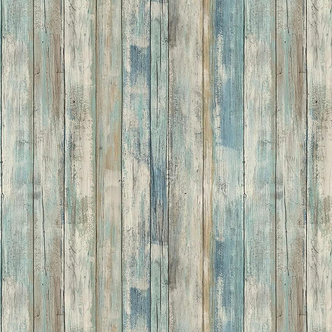 practicalWs Peel and Stick Wallpaper 17.71" x 236.2" Wood Wallpaper Wood Contact Paper Vintage Removable Self-Adhesive Wall Paper for Bedroom Walls Decor Faux Wooden Grain Look Vinyl Film Roll (Blue)