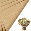 LeZakaa 20 Sheets Kraft Newsprint Flower Wrapping Paper -Reversible Floral Bouquet Paper -Brown Font Kraft Newsprint Design for Valentine's Day, Mother's Day, Parties, Birthdays, Weddings, Baby Shower