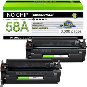 greencycle 2PK [NO CHIP] Compatible Black Toner Cartridge Replacement for HP 58A CF258A [NO Chip] Use with Laserjet Pro M404dn M404n M404dw MFP M428fdw M428dw M428fdn M406dn M430f M428 M304 Printer