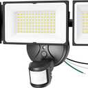 Olafus 180W Motion Sensor Outdoor Lights, 18000lm Dusk to Dawn LED Flood Lights Outdoor Wired, 6500K Daylight Motion Lights for Outside, IP65 Waterproof Exterior Security Light, Black