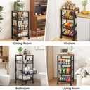 SNTD Fruit Basket Vegetable Stand for Kitchen Pantry, Pull Out Metal Wire Basket with Wood Top for Fruit Vegetable Onions Potatoes Snacks