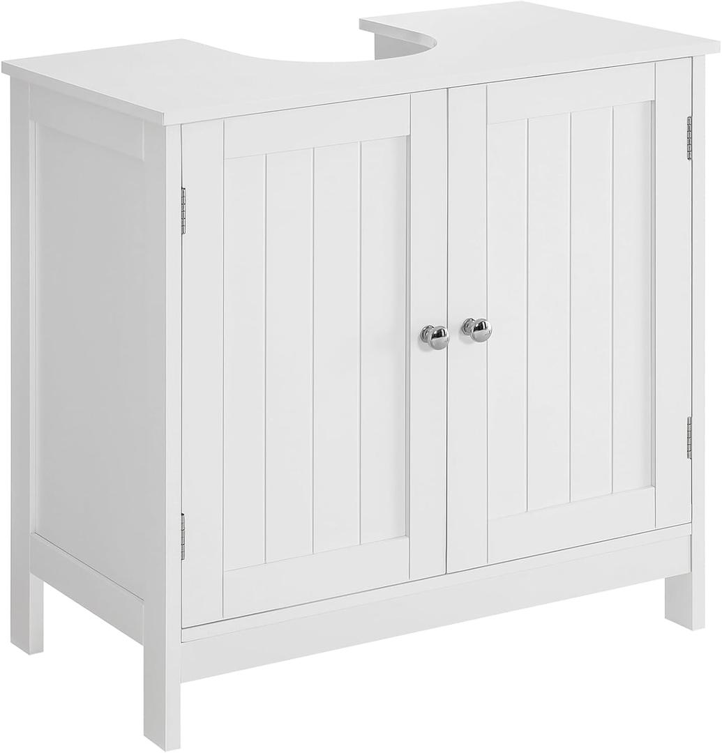 Pedestal Sink Storage Cabinet, Under Sink Cabinet with 2 Doors & Shelf, Under Bathroom Sink Cabinet, Pedestal Sink Storage for Bathroom, White
