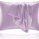 BEDELITE Satin Pillowcase for Hair and Skin, Super Soft and Cooling Similar to Silk Pillow Cases 2 Pack with Envelope Closure, Gift for Women Men(20"x26" Standard Size, Lavender)