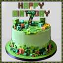 6 x 7th Pixel Miner Birthday Candles, Number 7 Candle, Pixels Cake Topper for Boys Girls, Game Themed Birthday Decorations Party Supplies (Large)