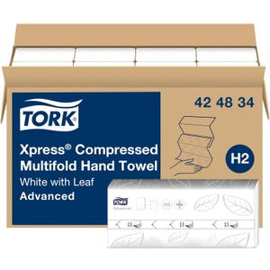 Tork Xpress Compressed Multifold Hand Towel White H2, 12 x 250, 424834