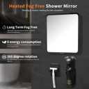Fog Free Shower Mirror 87 Inches, Rotatable Bathroom Anti-Fog Mirror with Adjustable Shaver Hook, Shaver Holder & Makeup Mirror for Men Women, Black Shower Accessories