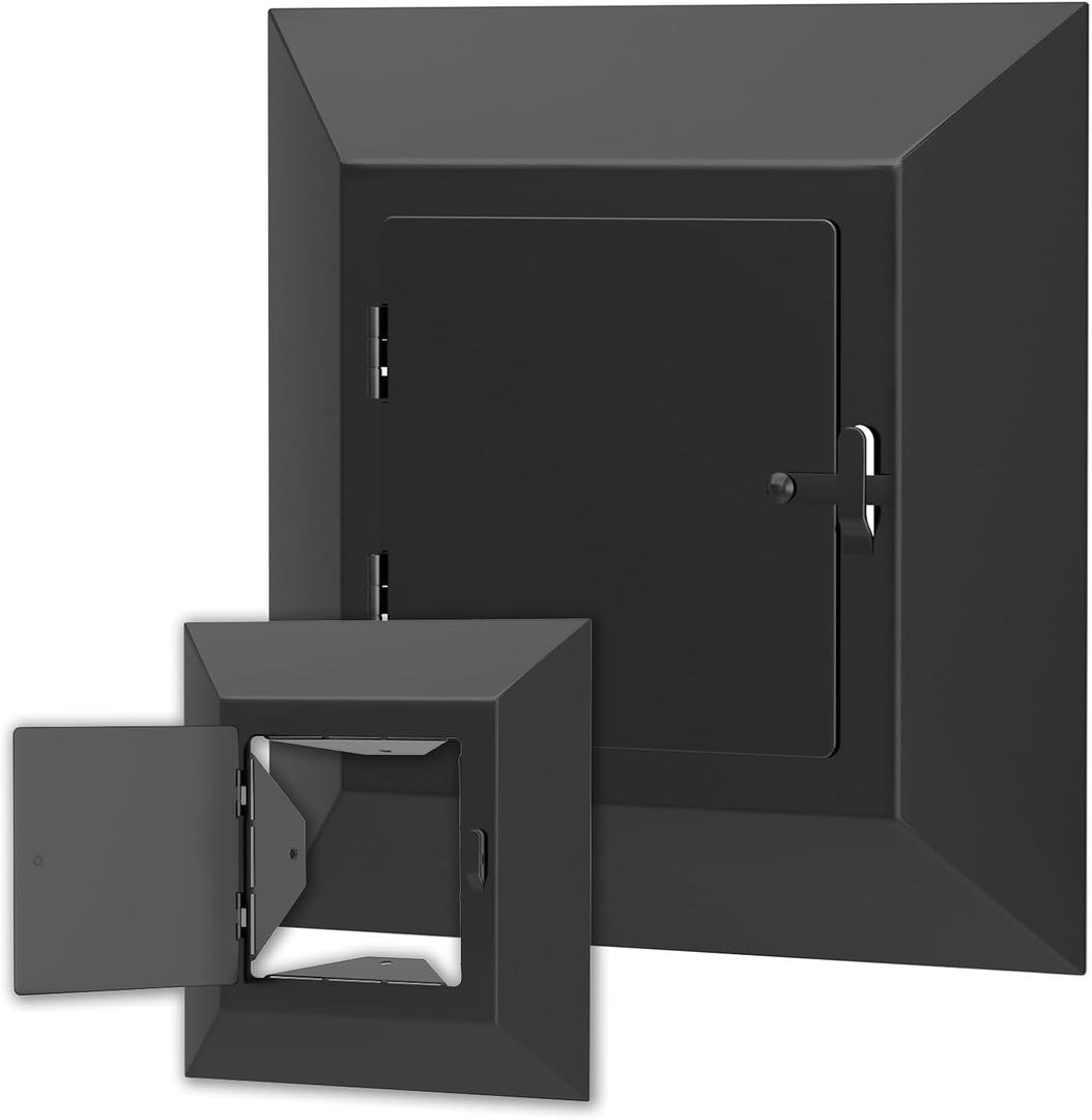 8" x 8" Chimney Cleanout Door, Replacement Fireplace Doors for Indoor Outdoor Wall Chimney, Secure Closing Clasp, Black