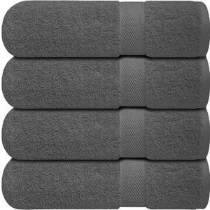 Infinitee Xclusives Premium White Bath Towels for Bathroom Set of 4 (27x54 Inches), 100% Soft Ring-Spun Cotton Bathroom Towels (Shadow Grey, Bath Towels)