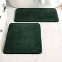 MIULEE Dark Green Bathroom Rugs Set 2 Piece, Non Slip Bath Mat with Absorbent Microfiber, Ultra Soft Thick Rugs for Bathroom Floor Tub Shower, Machine Washable (24 x 36 Inches)