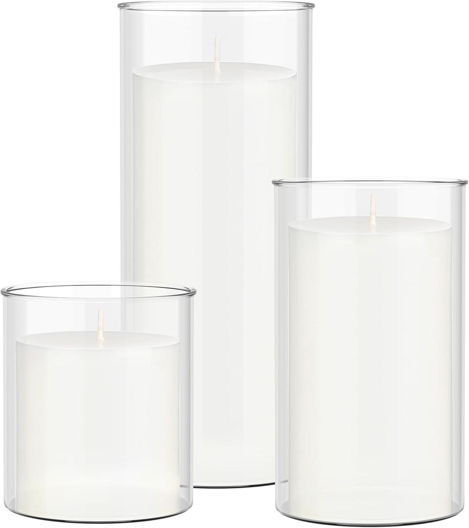 Hallops Glass Candle Holders - Votive Candle Holders - Versatile Home Decor for Living Room and Bedroom - Hurricane Candle Holder - Harmonious Display in Any Space - 2, 4 and 5 Tall