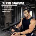 Home Gym Fitness Rowing T-bar V-bar Pulley Cable Machine Attachment, Bicep Curl Tricep LAT pulldown Bar Back Strength Training Handle Grips LAT Pull Down Bar for Seat Row Workout