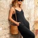 Ekouaer Women Jumpsuits Casual Boho Overalls Sleeveless Spaghetti Strap Long Pants Romper with Pockets (Blue)