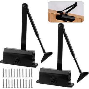 2 Pcs Automatic Door Closer, 55-143 lbs Adjustable 2-Speed Delayed-Action, Heavy Duty for Residential and Light Commercial Doors (with Screws)