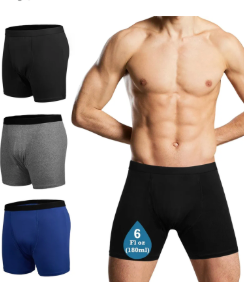 Reusable Incontinence Underwear for Men, Washable Boxer Briefs Protection, Leak Proof Adult Male Diapers for Urinary Absorbency (Mix 3pcs, XXX-Large)