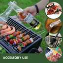 Portable Charcoal Grill Barbecue Grill Folding Set Double Sided +Barbecue Pan Net+6PCS Tools for Outdoor Camping BBQ Grilling Backyard Party Cooking Chimney Tabletop Grill & Grilling Black