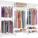 VIPEK V5 Portable Closet Wardrobe Heavy Duty Clothes Rack, Freestanding Clothing Racks with 4 Hang Rods & 8 Shelves, Adjustable Custom Closet Racks, 68.9" L x 15.7" W x 76.4" H, Max Load 800LBS, White