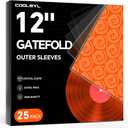 25ct Gatefold Vinyl Outer Sleeves - 12 Inch Record Protective Sleeves, Premium Gatefold Sleeves for Album Cover, Vinyl Sleeves for LP Record Storage, Instantly View Artwork, Crystal Clear 4 Mil Thick