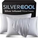 Silver Infused Set, Cooling Pillow Cases with 7% Silver, Stays Fresh & Silky Soft Better Than Silk, Set of 2 Cool Pillowcases with Envelope Closure for Hot Sleepers and Night Sweats Queen, Grey (Gray)