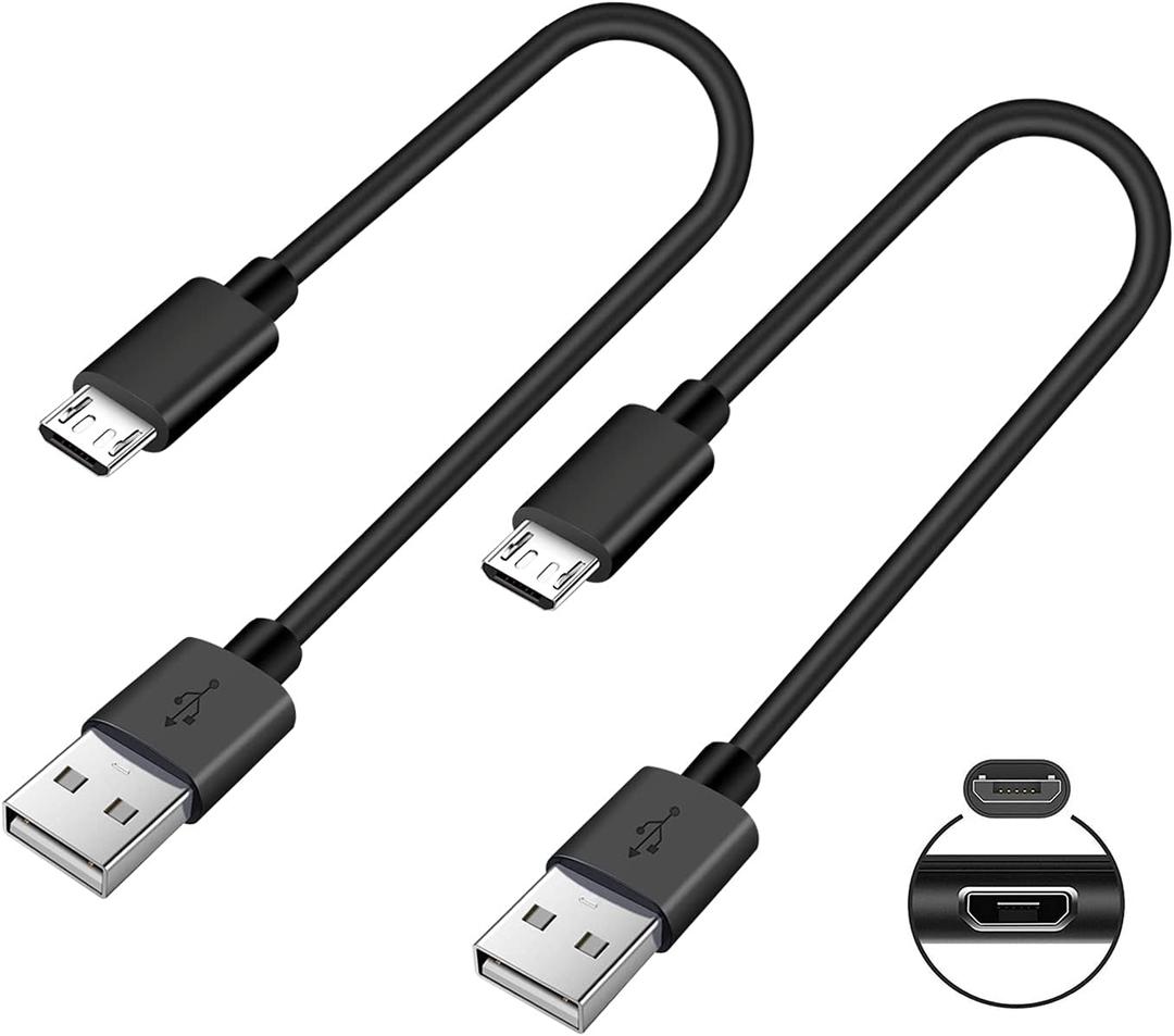 Short Micro USB Cable,2-Pack USB A Male to Micro B Android Phone Charger for Fire Stick,Roku TV Streaming Stick,Power Bank,Chromecast,PS4 Replacement,Fast Charging Cord Compatible with Kindle Tablet