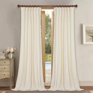StangH Cream White Velvet Curtains-Luxury White Window Curtains 84 inches Long for Living Room Light Dimming Kids Drapes Thermal Insulated Home Decor for Bedroom/Backdrop, W52 x L84, 2 Panels, Adult (White Series - Ivory)