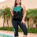 LALAGEN Womens Plus Size Swimsuits 2026 Modest Rash Guard Capris Tankini Bathing Suits Two Piece Bathing Suit Swimwear (XXXL)