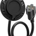 RV Shore Power Inlet Charger Plug, 15A AC Port Plug 125V Power Inlet Socket Waterproof RV Electrical Outlet Receptacle Box with 16-Inch Integrated Outdoor Extension Cord for RV Power Inlet Trailer Plug