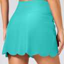 SANTINY Women's Scalloped Swim Skirt Tankini Swimsuit Bathing Suit Bottom (Teal, L)
