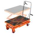 VEVOR Hydraulic Lift Table Cart, 330lbs Load Capacity 50 Inch Lifting Height, Manual Single Scissor Lift Table with Non-Slip Pad and 4 Wheels, Alloy Steel, Orange