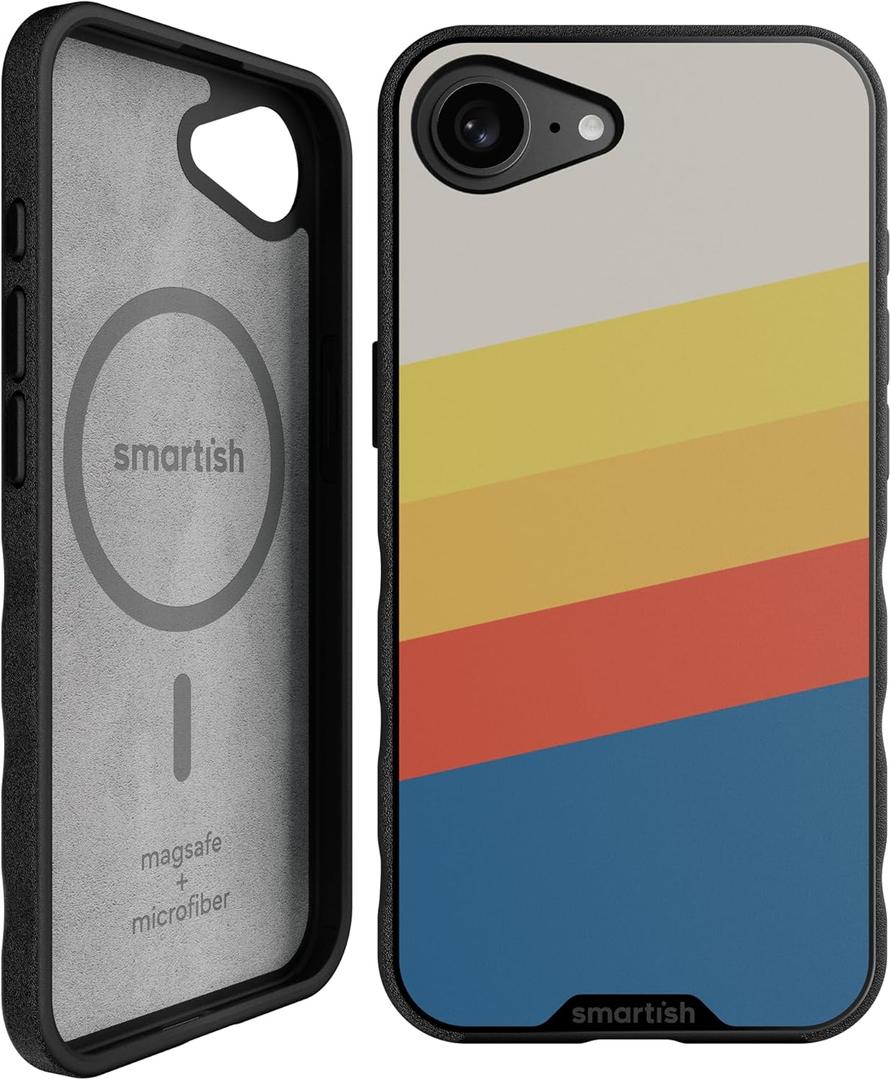 Smartish iPhone 17e/16e MagSafe Case - Gripmunk Magnetic Slim Case [Lightweight + Protective] Drop Tested Thin Grip Cover with Microfiber Lining for Apple iPhone 17e/16e - Striped Up