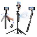 Auto Face Tracking Tripod 360° Rotation with Stand, 70.9" Motion Sensor Phone Tripod Stand, No App, Gesture Control, Smart Face Body Auto Tracking Selfie Stick Tripods for Video Record/Live Streaming