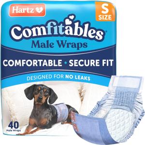 New! Hartz Comfitables Disposable Male Dog Wraps with Stretchy Waistband, Small 40 Count (Value Pack)