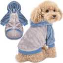 FabriCastle Dog Hoodie Sweater for Small Dogs Boy and Girl, Small Dog Clothes XS XXS Puppy Sweatshirt, Pet Outfit, Cat Clothing Super Soft Warm Snap On Closure (Lightgrey-Blue, X-Large)