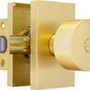 Gold Door Knob Interior Privacy, Zinc-Alloy Interior Door Knob, Heavy Duty Brushed Gold Door Knobs for Bedroom, Bathroom, 1 Pack