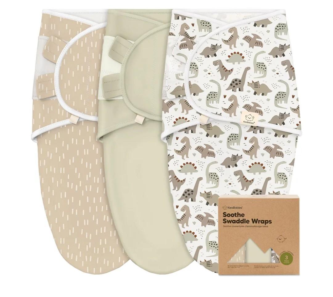 3-Pack Organic Baby Swaddle Sleep Sacks - Swaddles for Newborns, Infant 0-3 Months, Baby Girls, Boys, Soft & Snug Newborn Sleep Sack, Nursery Swaddling Blankets (Dino Ridge)