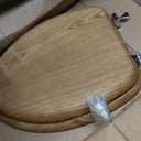 Mayfair Natural Oak Veneer Toilet Seat with Chrome Hinges, Elongated, Wood