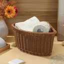 Abaodam Corner Storage Basket, Triangular Wicker Woven Shelf Organiser, Space Saving Rattan Style Bin for Bathroom Cabinet, Bedroom Wardrobe And Shelves